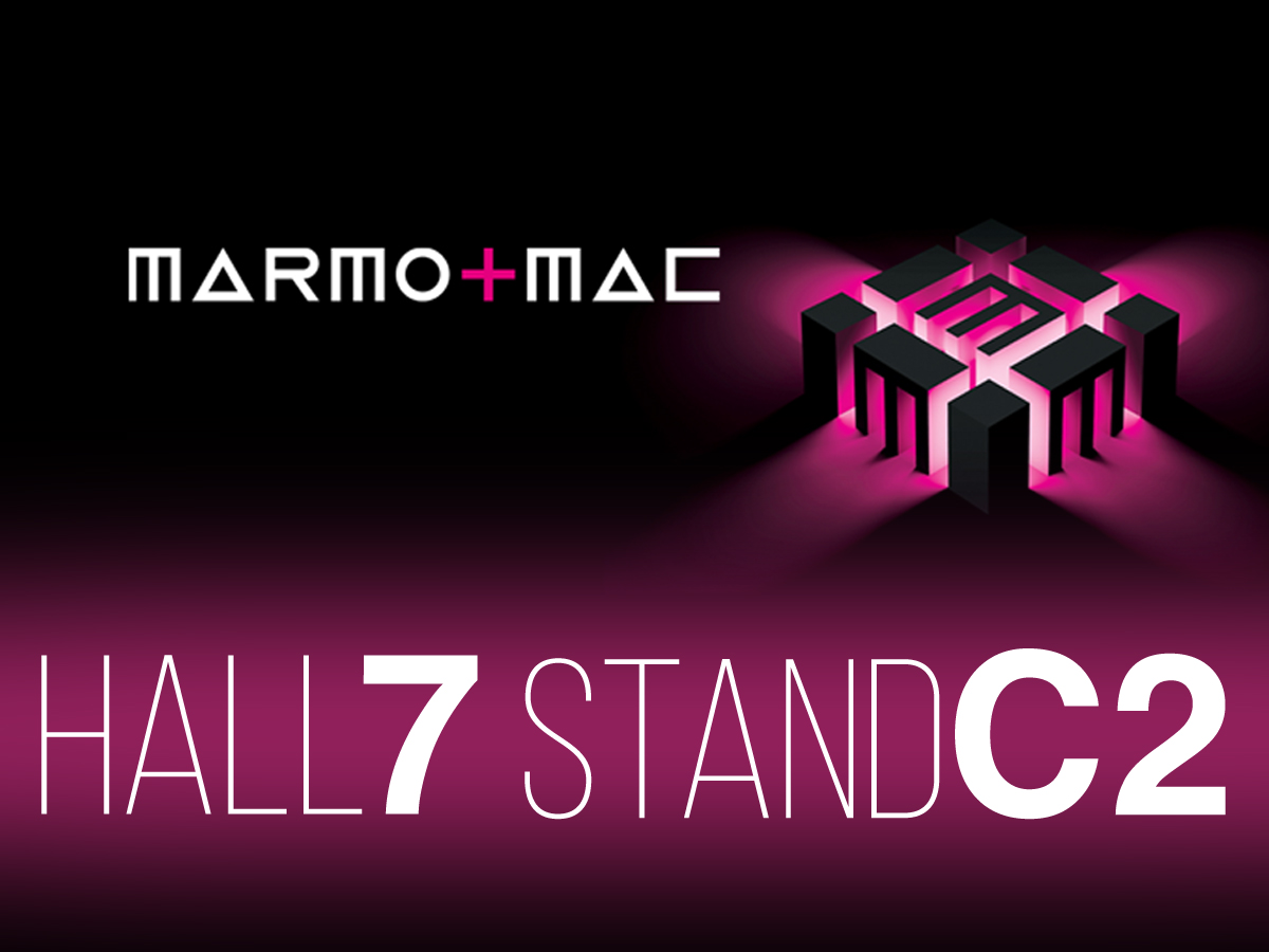 Logo Marmomac con riferimento alla posizione dello stand Dellas: Hall 7, stand C2